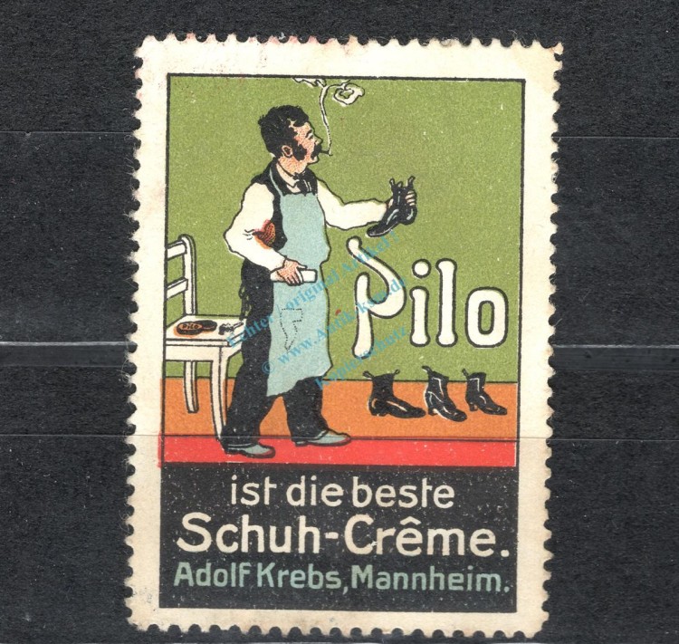 Reklamemarke Mannheim -Pilo Schuhcreme, Adolf Krebs- unc-kfr. -0198-