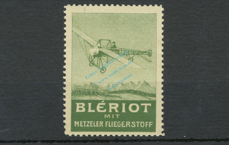 Reklamemarke Metzeler Fliegerstoff -Flugzeug Blériot- unc-kfr -0082-
