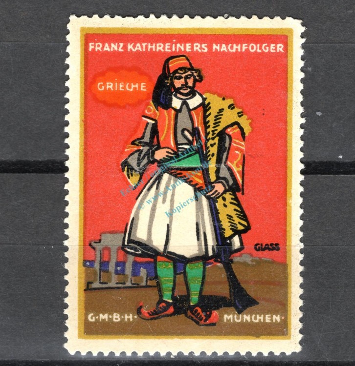 Reklamemarke München -Franz Kathreiner G.m.b.H. Grieche- unc-kfr. -0180-