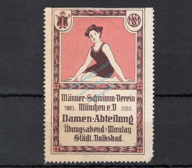 Reklamemarke München 1903 -Männerschwimmverein , Damenabteilung- unc-kfr. -0136-