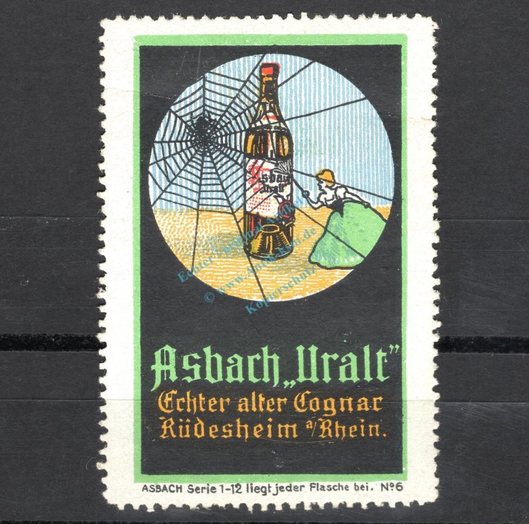 Reklamemarke Rüdesheim -Asbach Uralt Nr.6 Spinnennetz- unc-kfr. -0203-