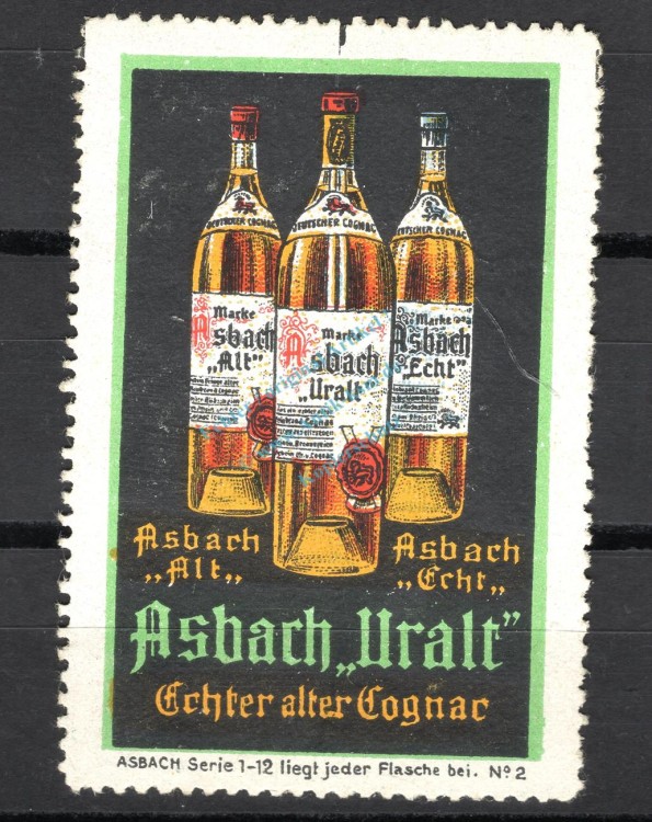 Reklamemarke Rüdesheim -Asbach Uralt echter alter Cognac, Nr.2- unc-kfr. -0213-