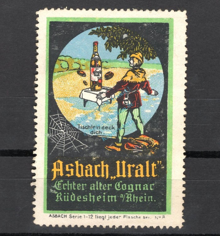 Reklamemarke Rüdesheim -Asbach Uralt echter alter Cognac, Nr.8- unc-kfr. -0209-