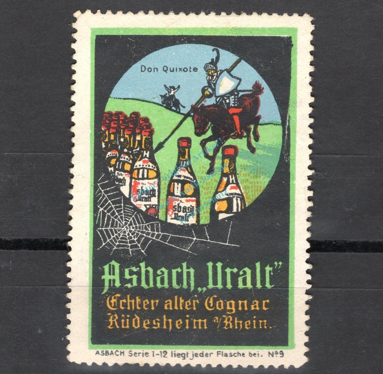 Reklamemarke Rüdesheim -Asbach Uralt echter alter Cognac, Nr.9- unc-kfr. -0208-
