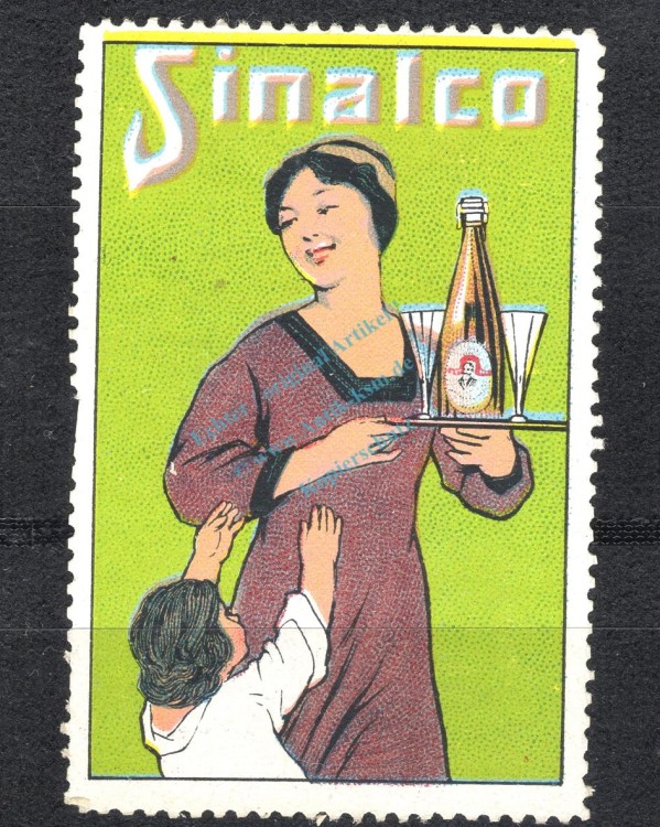 Reklamemarke Sinalco -Kind und Frau mit Tablet- unc-kfr. -0173-