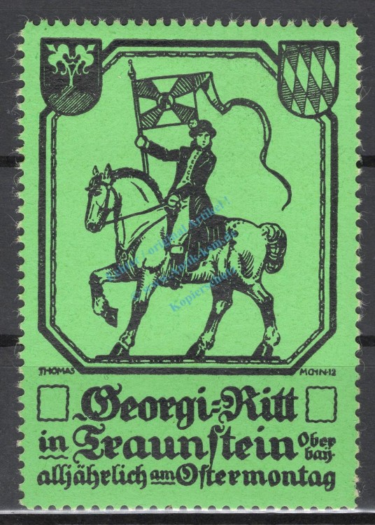Reklamemarke Traunstein -Georgi Ritt, Pferdewallfahrt- unc-kfr. -0156-