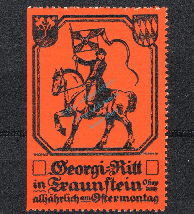 Reklamemarke Traunstein -Georgi Ritt, Pferdewallfahrt- unc-kfr. -0168-