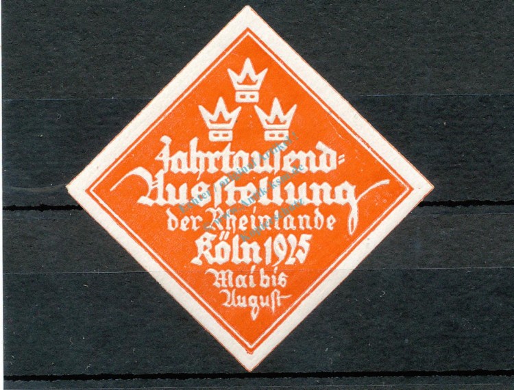 Reklamemarke Vignette Köln unc-kfr -Jahrtausend Ausstellung- 1925 -0080-