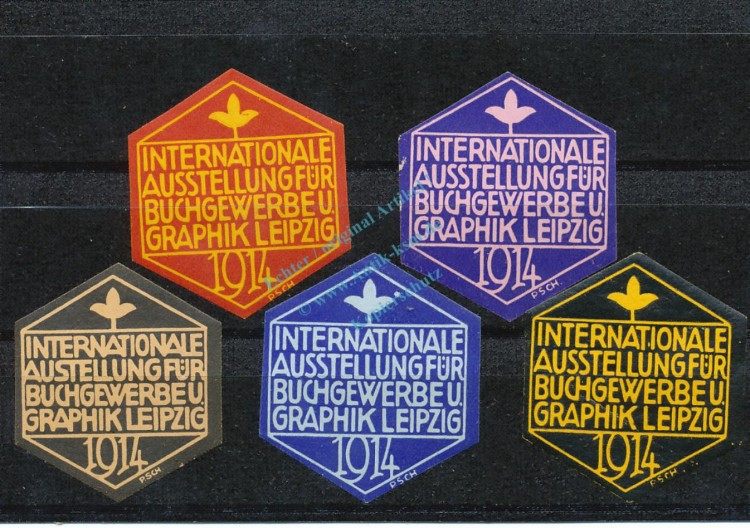 Reklamemarken -Leipzig- 5 Stück -Buchgewerbe u. Graphik- unc-kfr. -0106-