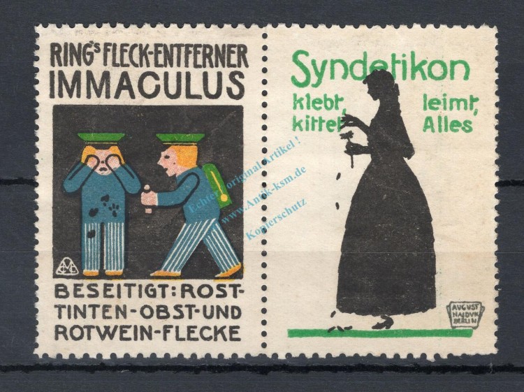 Reklamemarken Berlin Doppelmarke -Immaculus und Syndetikon- unc-kfr. -0128-
