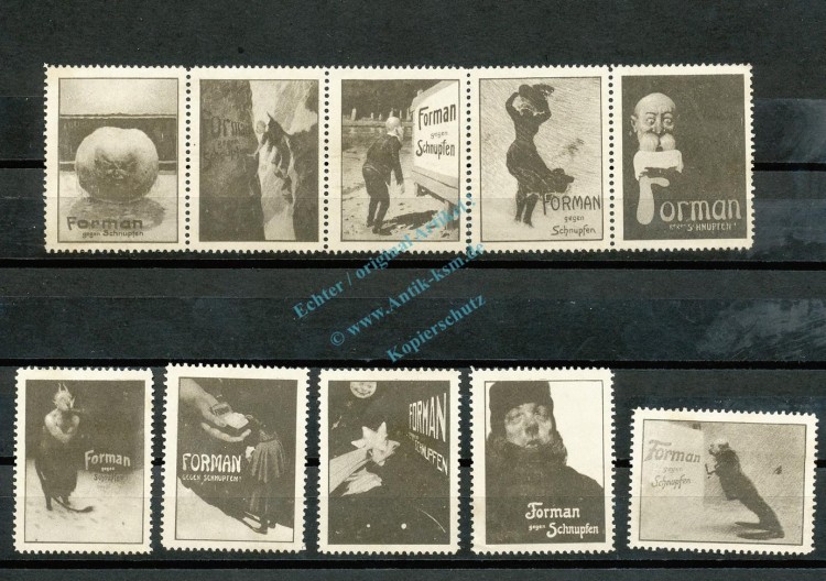 Reklamemarken Set 10 Stück -Forman gegen Schnupfen- unc-kfr. -0100-