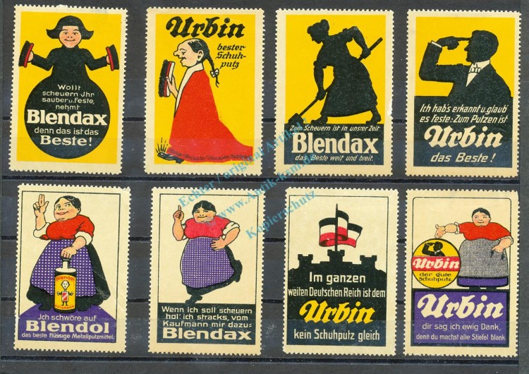 Reklamemarken Set 8 Stück -Blendax und Urbin Putzmittel- unc-kfr. -0102-