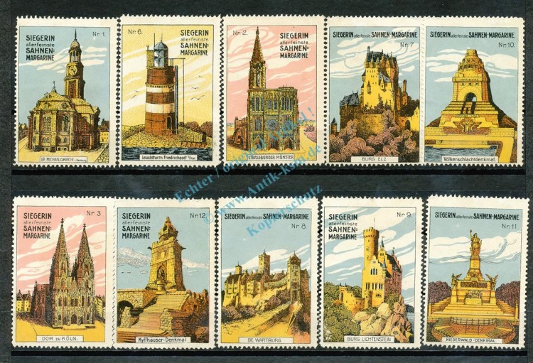 Reklamemarken Siegerin -Bauten- 10 x -allerfeinste Sahne Margarine- unc-kfr. -0125-