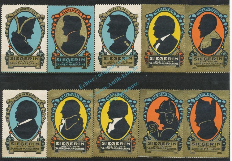 Reklamemarken Siegerin -Köpfe- 10 x -allerfeinste Sahne Margarine- unc-kfr. -0113-