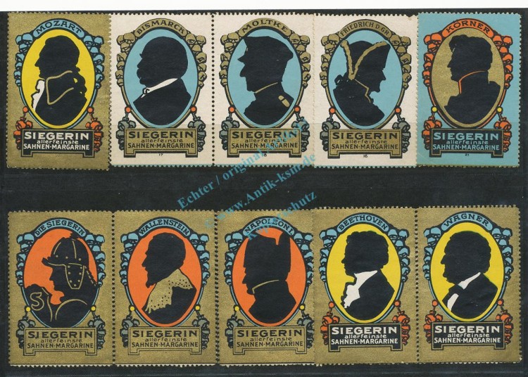Reklamemarken Siegerin -Köpfe- 10 x -allerfeinste Sahne Margarine- unc-kfr. -0114-