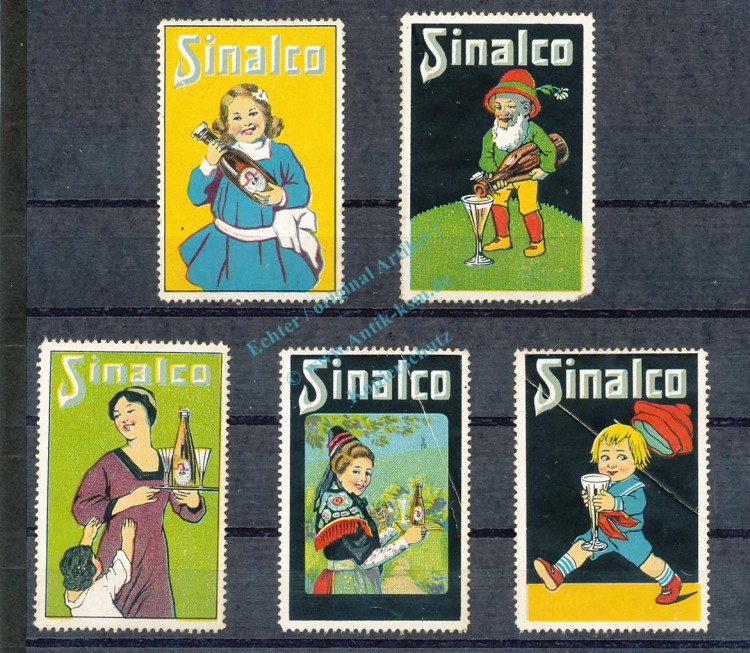 Reklamemarken Sinalco Vignetten Set , 5 x -Sinalco- unc-kfr. -0112-