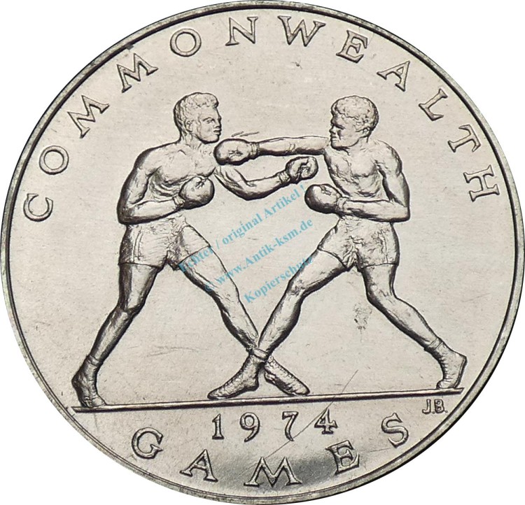 Samoa Sisifo , 1 Dollar Münze 1974 -Commonwealth Games- KM.18 vz-stgl -0286-