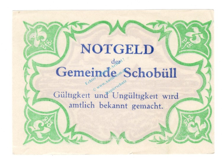 Schobüll , Notgeld 75 Pfennig Schein unc-kfr. M-G.1194.11 , SH o.D. Seriennotgeld -5858-