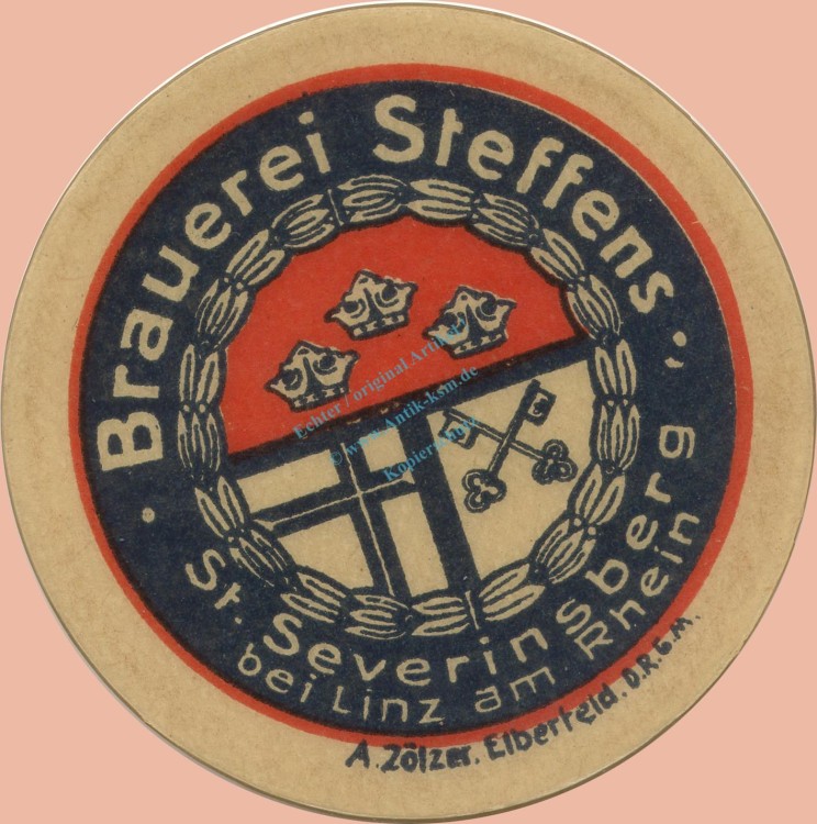 Severinsberg , Kapselgeld 5 Pfennig -Brauerei Steffens- unc-kfr. RHL o.D. -0108-