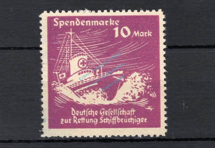 Spendenmarke 10 Mark -Deutsche Gesellschaft zur Rettung Schiffbrüchiger- unc-kfr. -0137-
