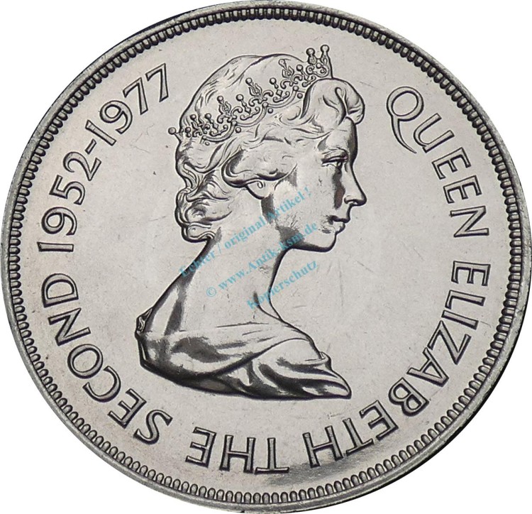 St. Helena , 25 Pence Münze 1977 -Queen Elzabeth II- KM.6 vz-stgl -0295-