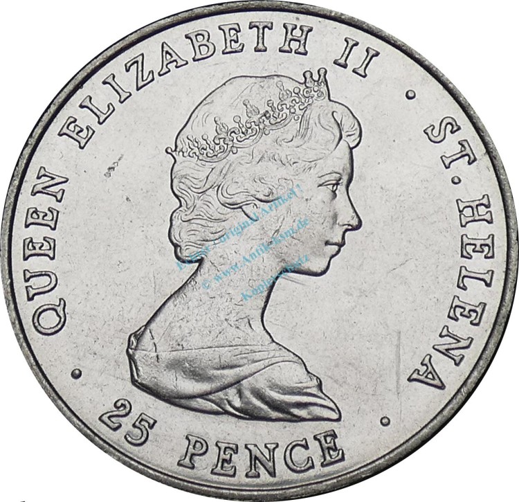 St. Helena , 25 Pence Münze 1980 -Queen Elizabeth II- KM.8 vz-stgl -0269-