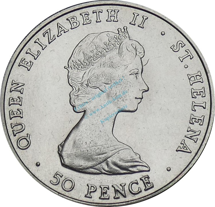 St. Helena , 50 Pence Münze 1984 -Visit Prince Andrew- KM.13 vz-stgl -0296-