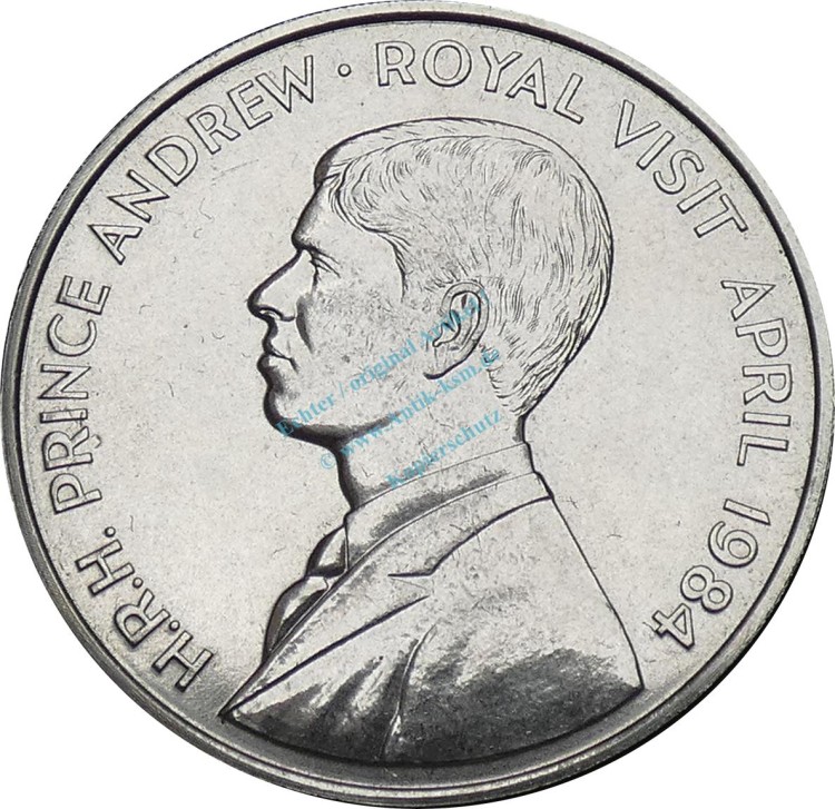 St. Helena , 50 Pence Münze 1984 -Visit Prince Andrew- KM.13 vz-stgl -0296-