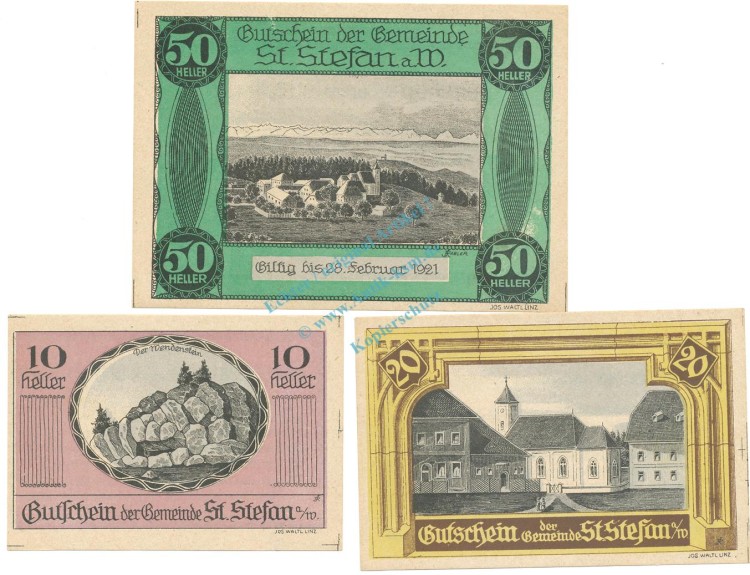 St. Stefan , Notgeld Set 3 Scheine unc-kfr. K-K.937 , 1920 Österreich -0584-