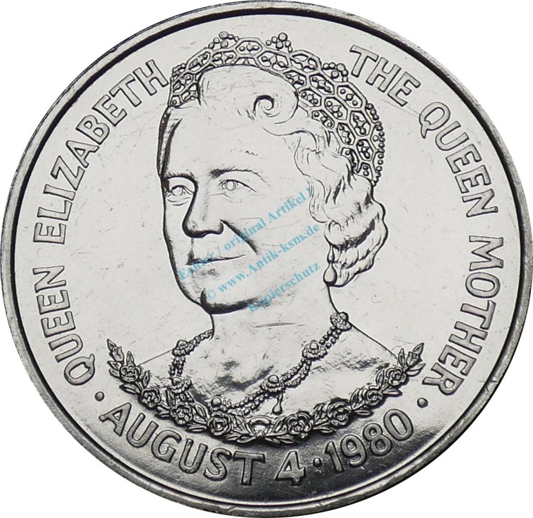 Tristan da Kunta , 25 Pence Münze 1980 -80. Geburtstag Queen Mother- KM.3 vz-stgl -0266-