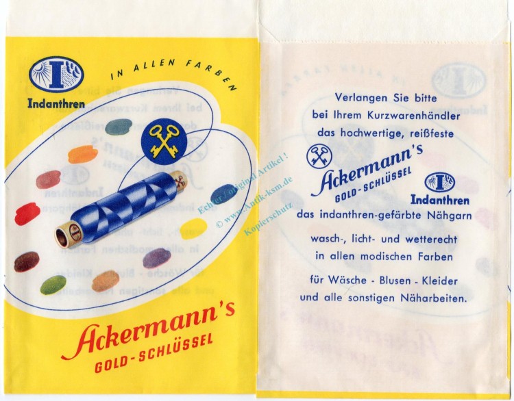 Werbung Reklametüte -Ackermanns Gold-Schlüssel- unc-kfr. Vintage Tante Emma -0258-