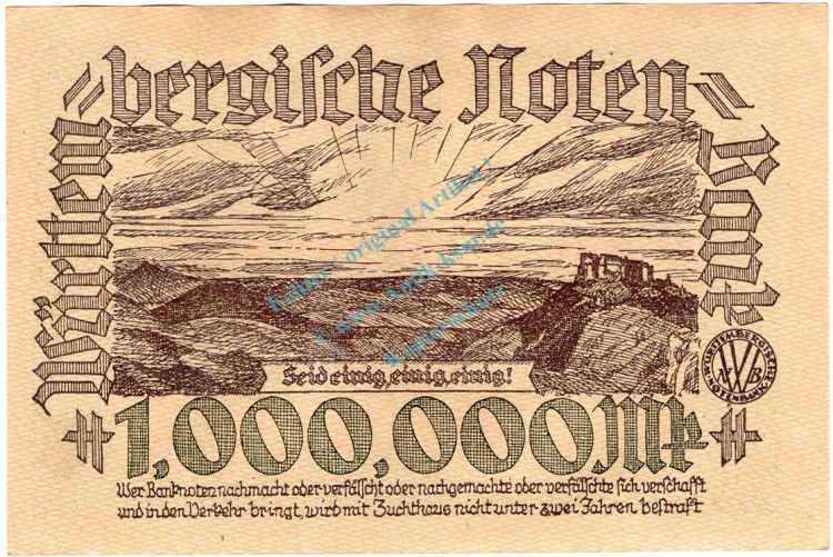 Württemberg , 1 Million Mark Schein unc-kfr. WTB.19, Ros.779, P.988 , 1923 Länderbank -1329-