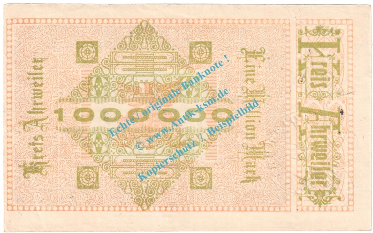 Ahrweiler , Notgeld 1 Million Mark -Siegel- in kfr. Keller 28.a , Rheinland 1923 Grossnotgeld Inflation