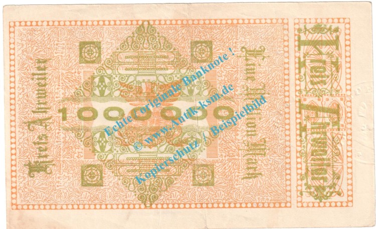 Ahrweiler , Notgeld 1 Million Mark -Stempel- in gbr. Keller 28.a , Rheinland 1923 Grossnotgeld Inflation