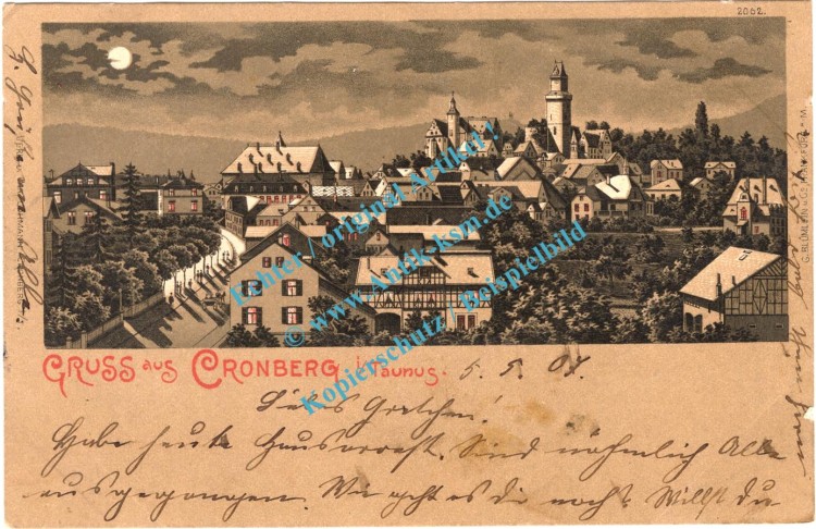 AK-PK Cronberg i. Taunus , Motiv -Stadtansicht Totale- gel. 1907 , Hessen