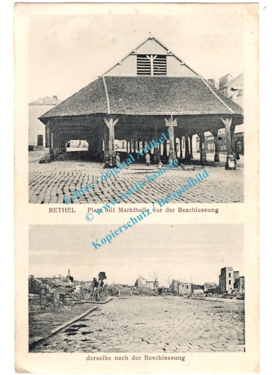 AK-PK Stadt Rethel , Motiv -Platz mit Markthalle- gel. 1921 , Ardennen Frankreich