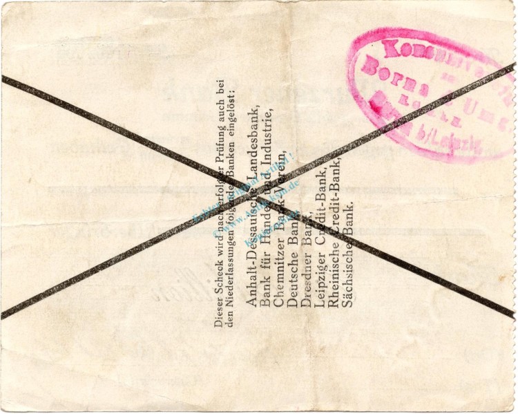 Altenhain , Banknote 1 Million Mark -- LP -- gbr. Bühn 2116.AM.1 , Sachsen 1923 Inflation