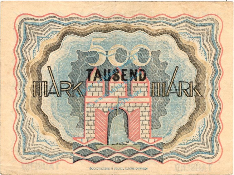 Altona , Banknote 500.000 Mark Schein L-gbr. Keller 79.a , Schleswig 1923 Inflation