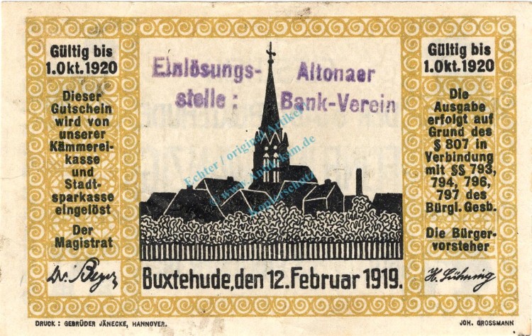 Altona , Notgeld 25 Pfennig Schein unc-kfr. Ti.0080.05.05 , Schleswig 1919 Verkehrsausgabe