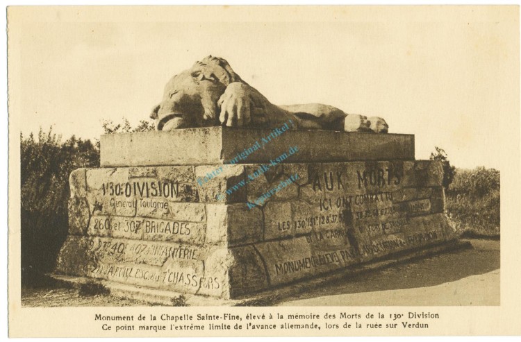 Ansichtskarte -Monument de la Chapelle Saint-Fine, Verdun- WW1 , Frankreich -0642-