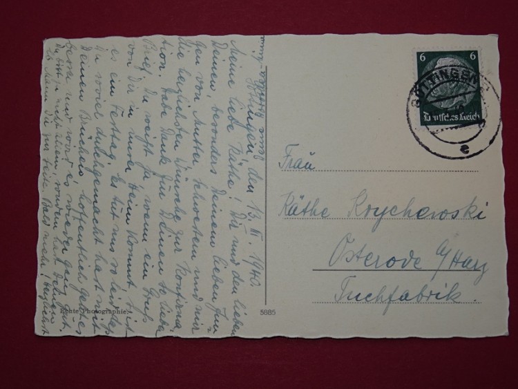 Ansichtskarte , Postkarte der Stadt Göttingen , Niedersachsen , Motiv Aufgang Rathaus Göttingen , gelaufen im Jahr 1940 , gute Erhaltung siehe Bilder