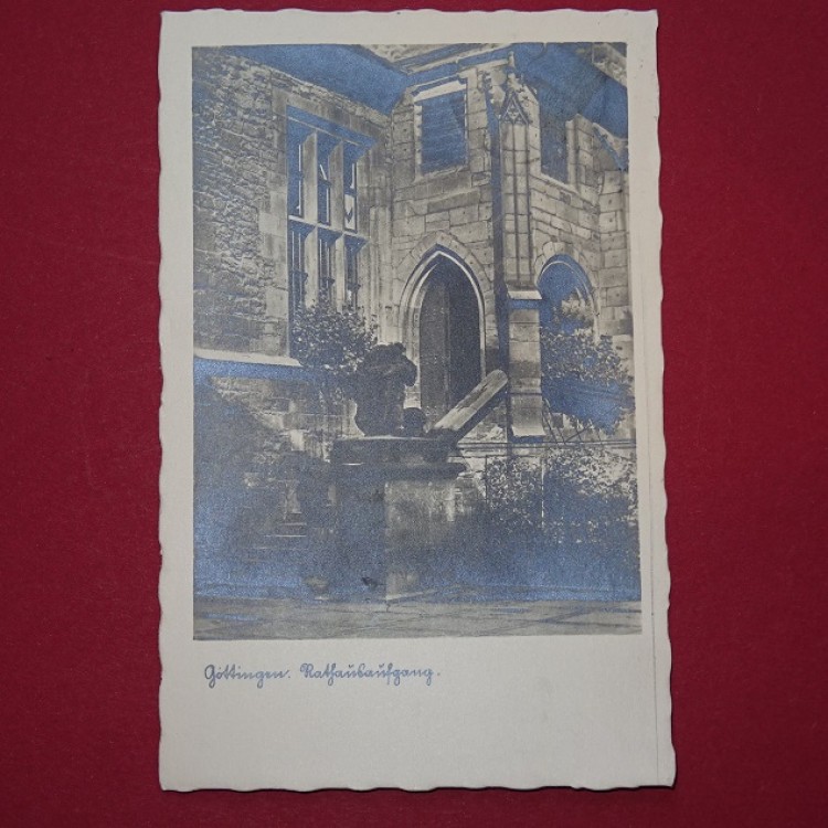 Ansichtskarte , Postkarte der Stadt Göttingen , Niedersachsen , Motiv Aufgang Rathaus Göttingen , gelaufen im Jahr 1940 , gute Erhaltung siehe Bilder