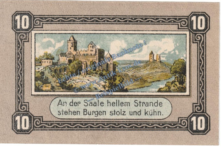 Bad Kösen , Notgeld 10 Pfennig Schein in kfr. Tieste 3635.05.05 , Sachsen 1918 Verkehrsausgabe