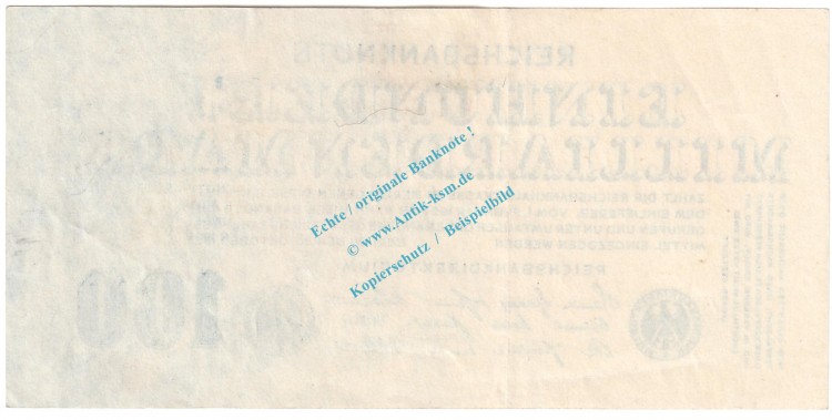 Banknote , 100 Milliarden Mark Schein in f-kfr. DEU-150, P.126, Weimarer Republik 1923 Inflation
