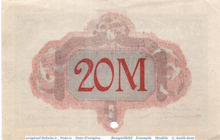 Banknote Altona , 20 Mark Schein in f-kfr.E , Geiger 012.10.a , 02.11.1918 , Schleswig Holstein Großnotgeld