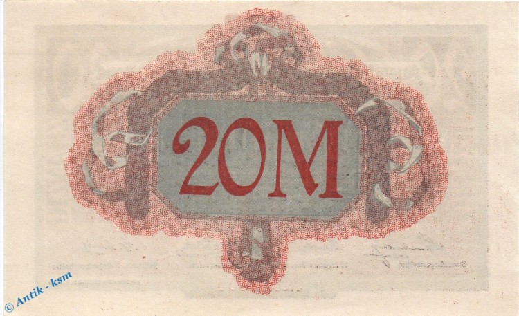 Banknote Altona , 20 Mark Schein in kfr. Geiger 012.10.a , 02.11.1918 , Schleswig Holstein Großnotgeld 