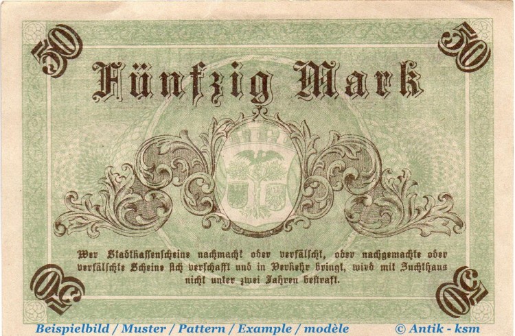 Vorlage GNG Banknote Fürstenwalde , 50 Mark Schein in kfr. Geiger 164.03 , 03.12.1918 , Brandenburg Großnotgeld