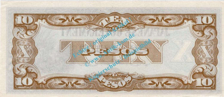 Banknote Philippinen , 10 Pesos Schein -Japanese Government- ND 1942 in unc - kfr