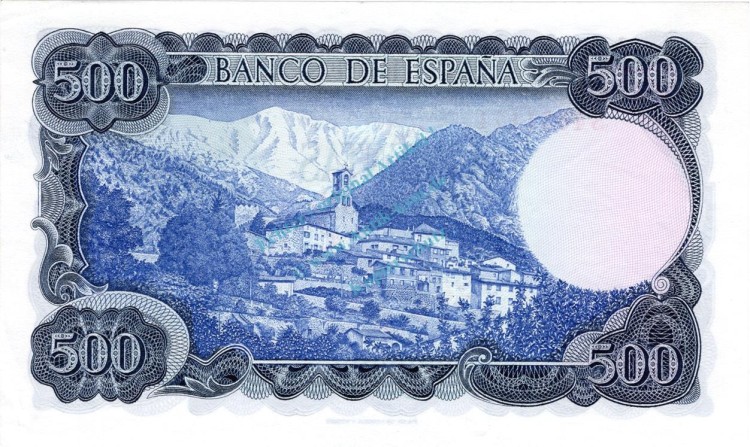 Banknote Spanien , 500 Pesetas Schein 1971 -Jacinto Verdaguer- unc-kfr WPM.153