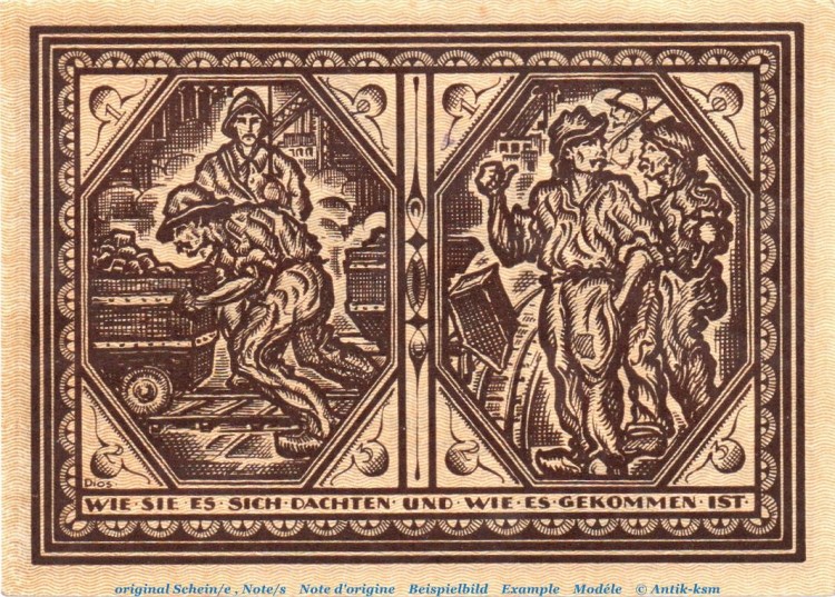 Banknote Stadt Essen , 1 Million Mark Propagandaschein in kfr. Keller .... Ohne Datum , Ruhrgebiet Inflation